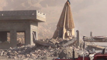 The Islamic State destruction of Kabara temple with dynamite in Shingal, Aug. 26, 2015